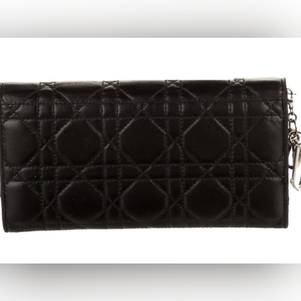 Authentic Lady Dior Cannage Quilted Lambskin Continental Wallet - Picture 4 of 6